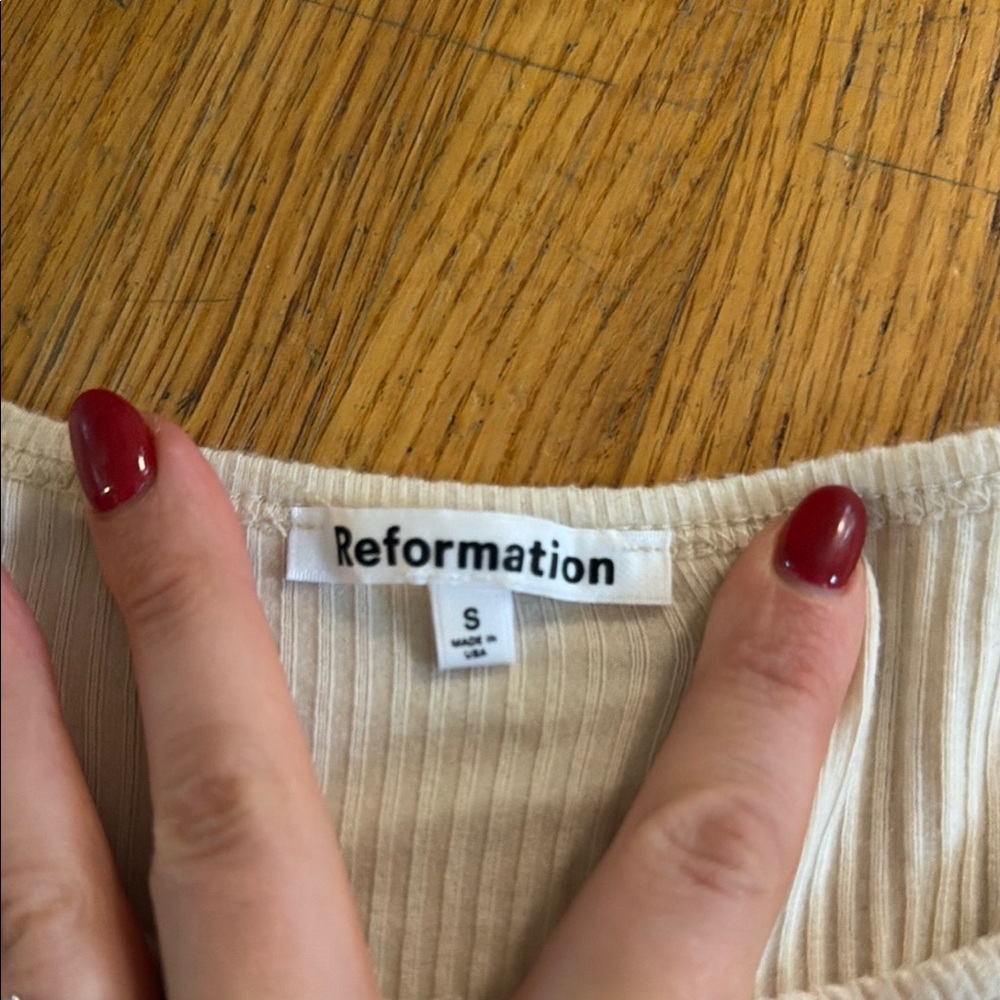 Reformation Neutral Ribbed Button-Front Tank - Picture 2 of 3